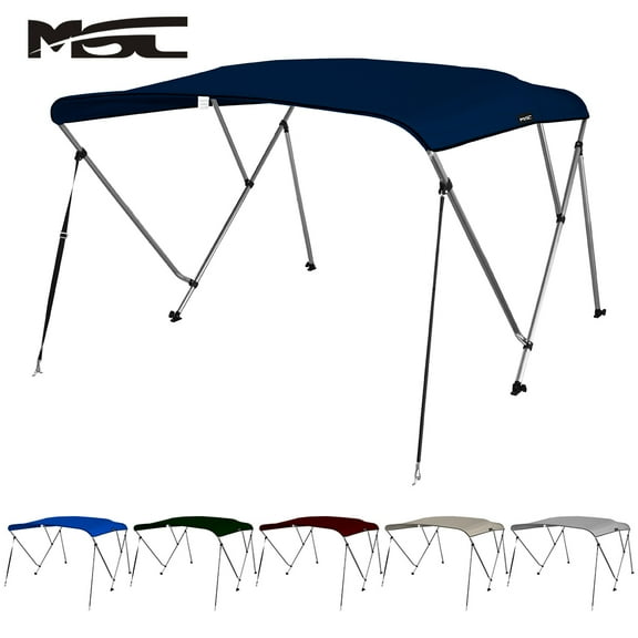 MSC 3 Bow Bimini Top with Rear Support Pole and Storage Boot, Navy Blue