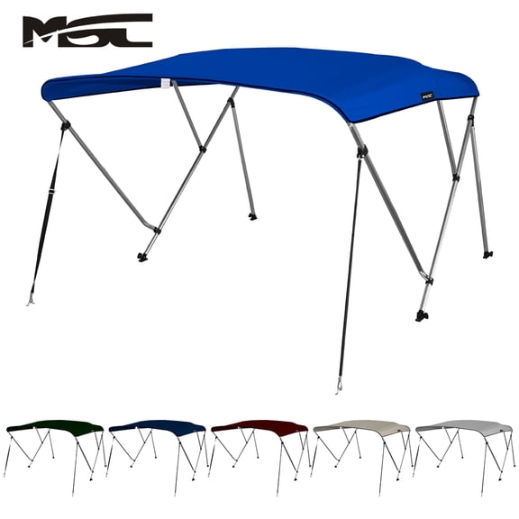 MSC 3 Bow Bimini Top with Rear Support Pole and Storage Boot, Pacific Blue