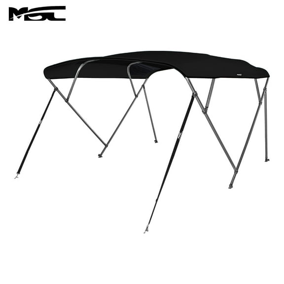 MSC 4 Bow Bimini Top with Rear Support Pole and Storage Boot, Black