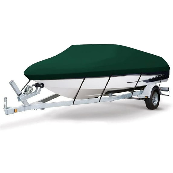 MSC Heavy duty Waterproof Boat Cover, Fits boats 14'-16'L x 68"W, V-Hull Fishing Ski Boat Pro Bass Inboard Outboard Trailerable Boat Covers ,Forest Green