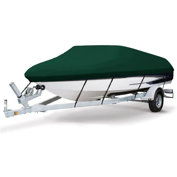 MSC Heavy duty Waterproof Boat Cover, Fits boats 20'-22'L x 100"W, V-Hull Fishing Ski Boat Pro Bass Inboard Outboard Trailerable Boat Covers , Forest Green