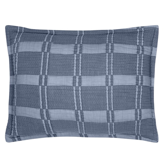 Mainstays Cloud Matelasse Pillow Sham, Washed Indigo, Standard