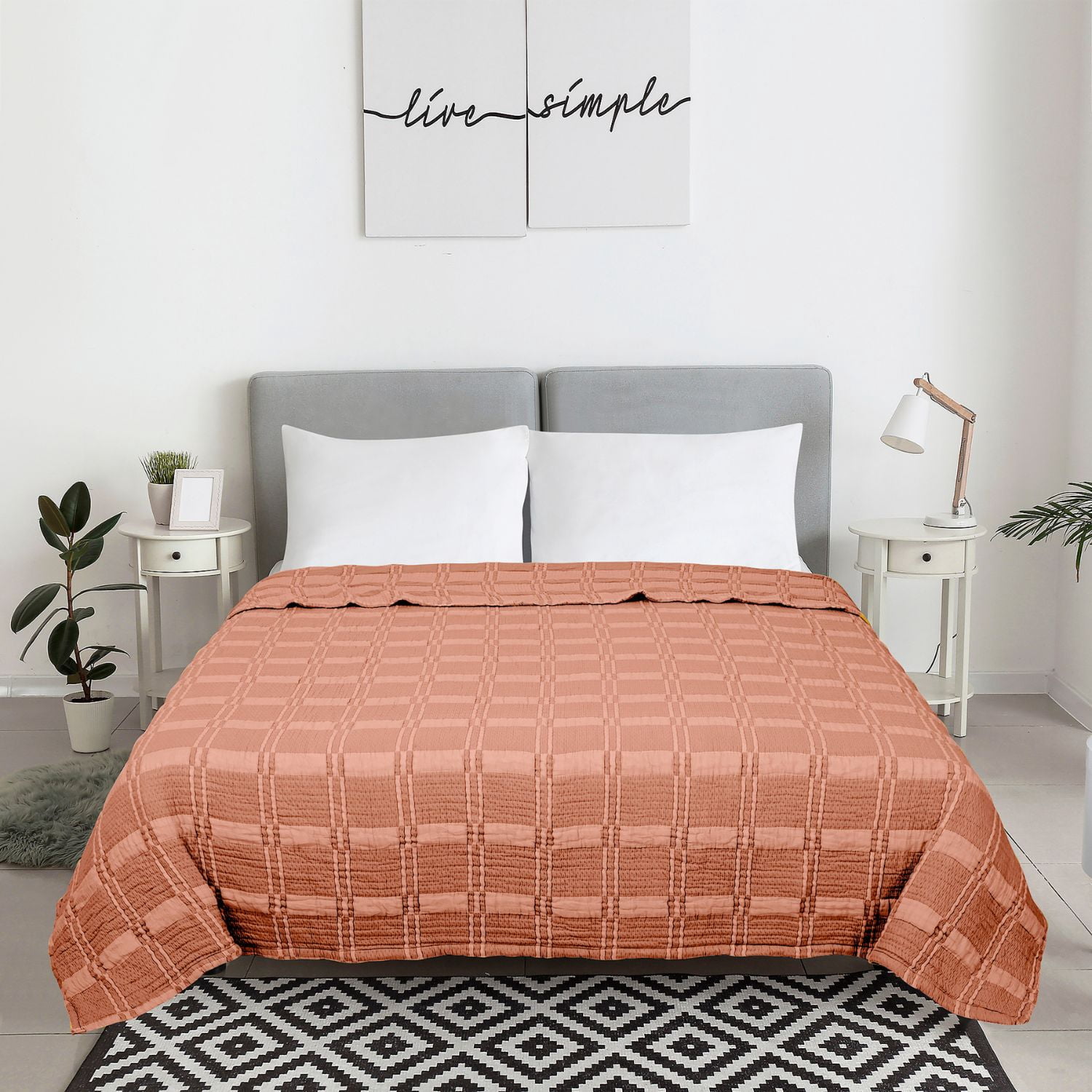 Mainstays Cloud Matelasse Quilt, Terracotta, King