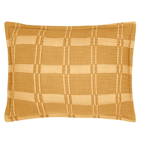 Mainstays Cloud Matelasse Pillow Sham, Brown Butter Yellow, Standard