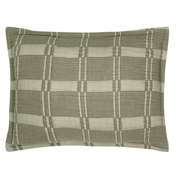 Mainstays Cloud Matelasse Pillow Sham, Bay Leaf Green, Standard
