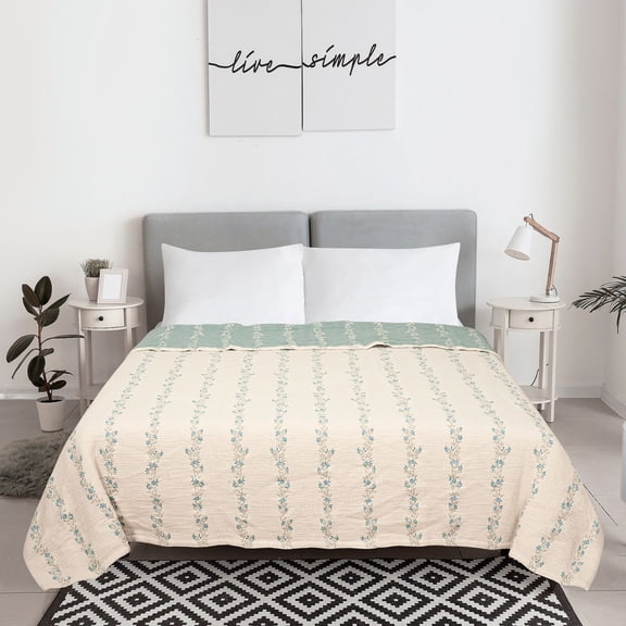 Mainstays Heritage Floral Quilt, Indigo Vines, Full/Queen