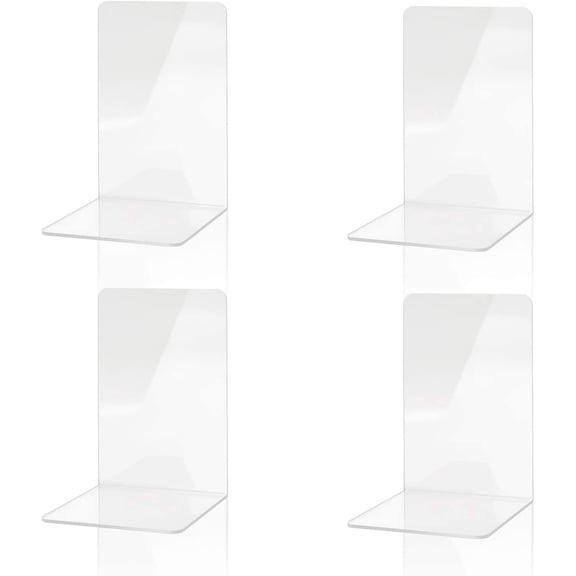 MSDADA Book Ends Clear Acrylic Bookends(2pairs/4pcs)