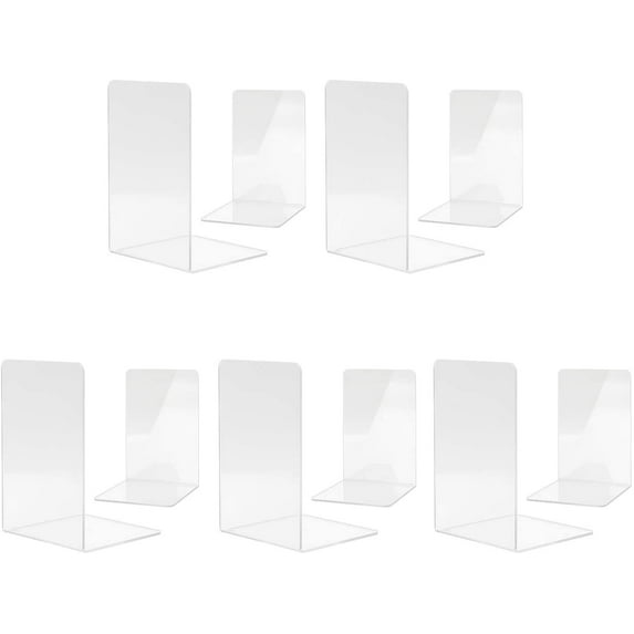 MSDADA Book Ends Clear Acrylic Bookends (5pairs/10pcs)