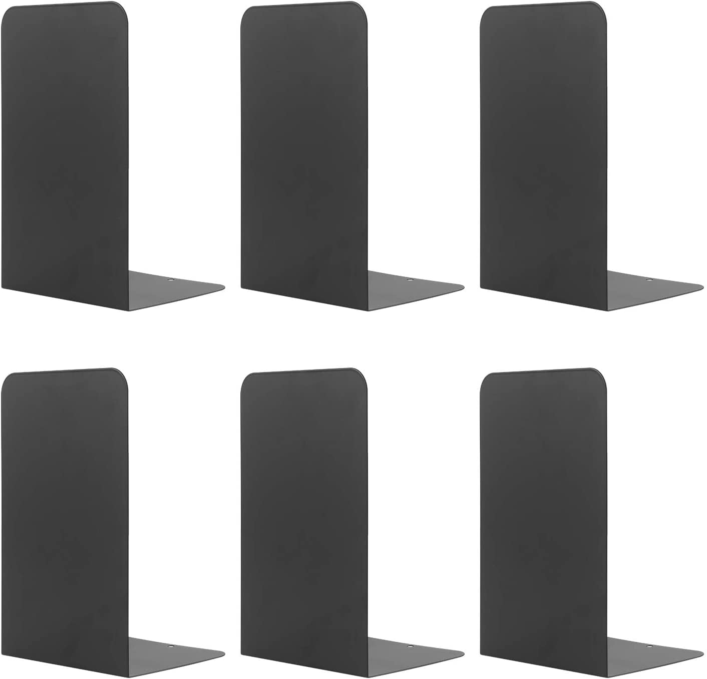 MSDADA Bookends Metal Book Ends Supports Black(3 Pairs)