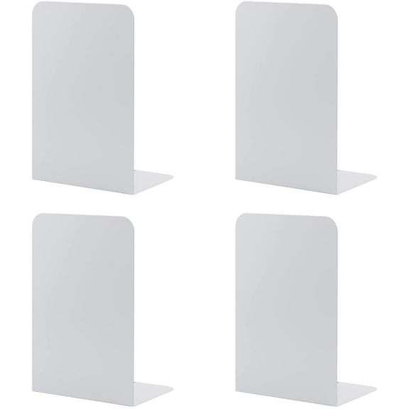 MSDADA Bookends Metal Book Ends White(2 Pairs)