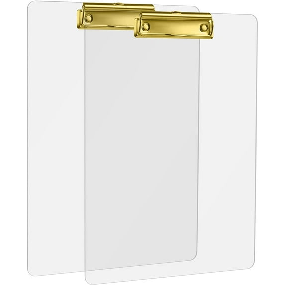 MSDADA Clear 2pcs Acrylic A4 Clipboard Folder(Gold)