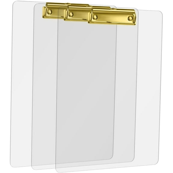 MSDADA Clear 3pcs Acrylic A4 Clipboard Folder(Gold)