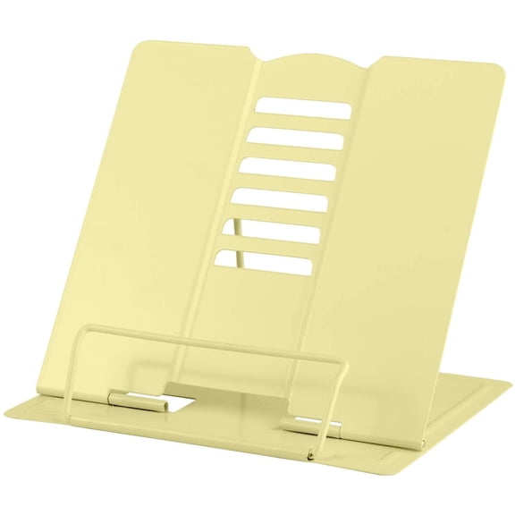 MSDADA Adjustable Metal Book Stand, Portable Cookbook Holder, Light Yellow