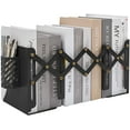thumbnail image 1 of MSDADA Expandable Metal Bookends Adjustable Book Ends (Black), 1 of 8