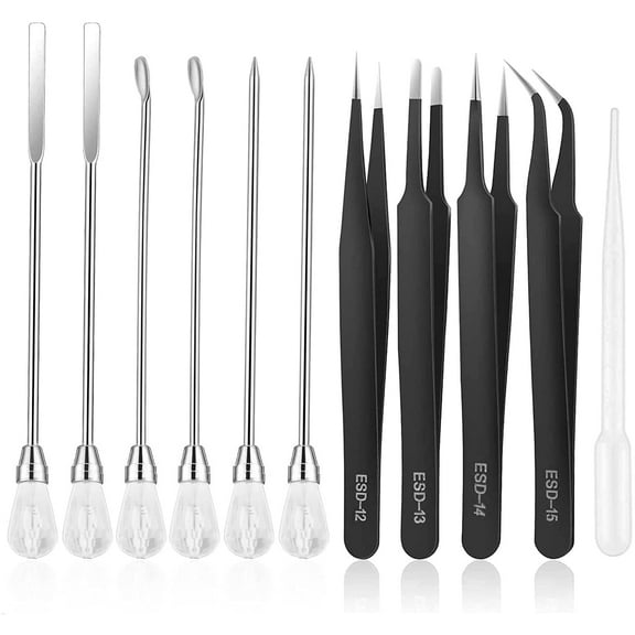 MSDADA Silicone Resin Mold Tool Kit 11Pcs, Tweezers, Stirring Bar, Needles, Spoons, Dropper for DIY Epoxy Resin Casting Craft(White)
