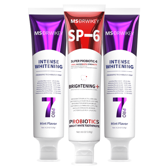 MSDRWIKEY 7-Pro & SP-6 Whitening Toothpaste Set- Deep Whitening with 7 Probiotics & Enamel-Safe Whitening with 6 Probiotics for Enhanced Oral Health and Bright Smile