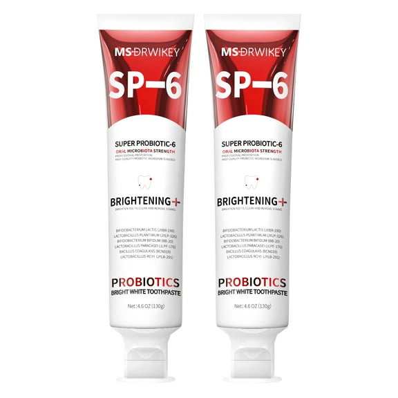 MSDRWIKEY SP-6 Probiotic Toothpaste - Enhanced Formula with 6 Probiotics for Teeth and Gum Health - Enamel-Safe, Fluoride-Free, Fresh Mint Flavor, 4.9oz (2)