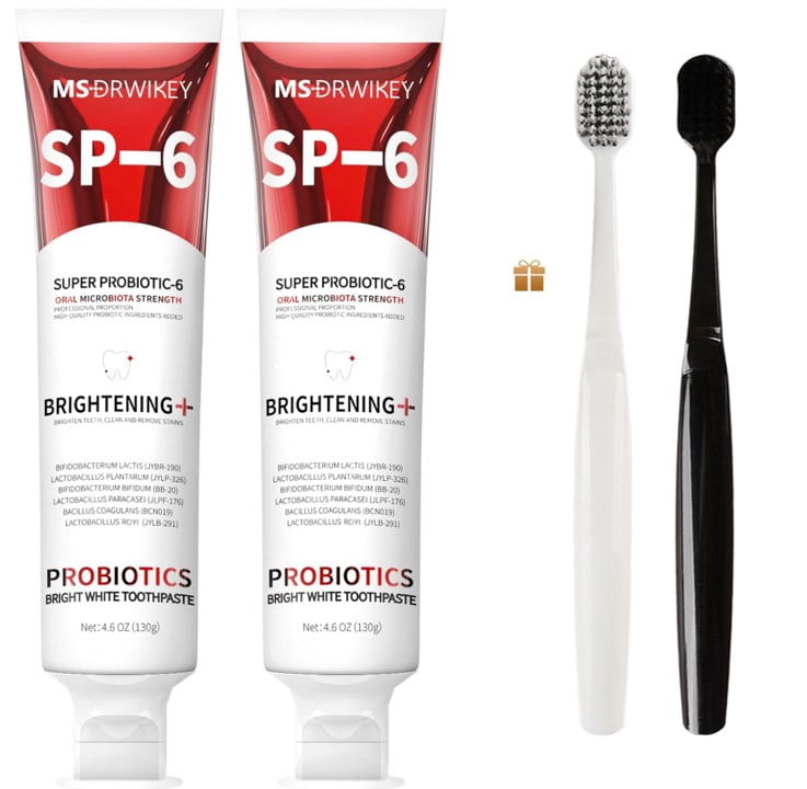 MSDRWIKEY SP-6 Toothpaste 2 Pack + 2 Toothbrushes Set â Advanced Teeth ...