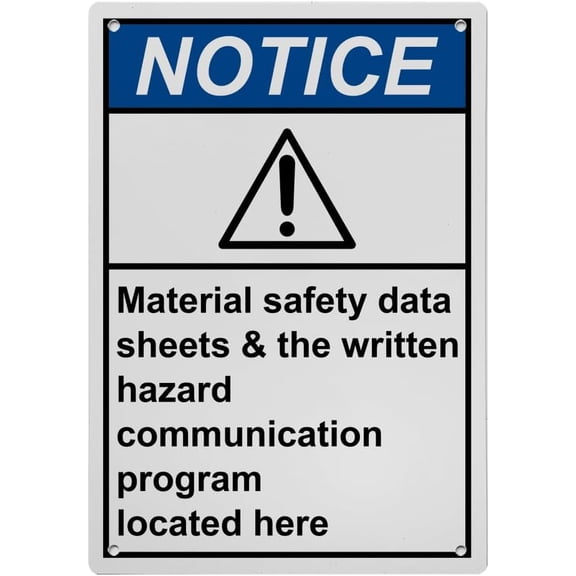 MSDS Hazard Communication Program Here Sign, Industrial MSDS Right to Know Sign 8"x12" UV Resistant for Indoor Outdoor Workplace