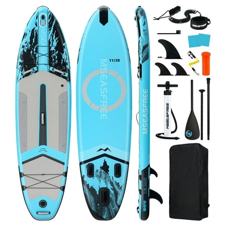 MSEASFREE 11 ft Inflatable Paddle Board Stand up Paddle Board All-Purpose Fishing Board with Full SUP Accessories