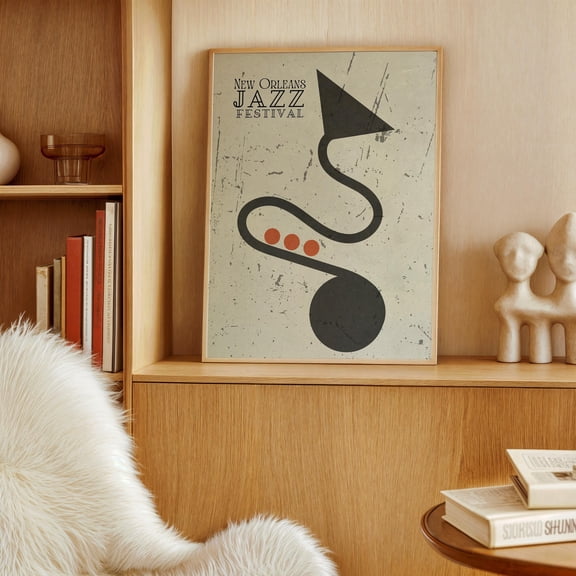 MSFCON Abstract Jazz Art Poster, Music Artwork, Retro, Minimalist Jazz Festival, Midcentury New Orleans Jazz Decor, Print