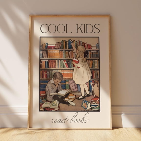 MSFCON Antique Cool Read Books Print Cool Reading Corner Art Beige Playroom Wall Decor Classroom Poster Homeschool Poster School Wall Art