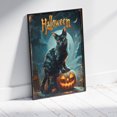 thumbnail image 1 of MSFCON Black Cat Halloween Poster Spooky Pumpkin Wall Art Print with Full Moon and Bats for Halloween Decor, 1 of 3
