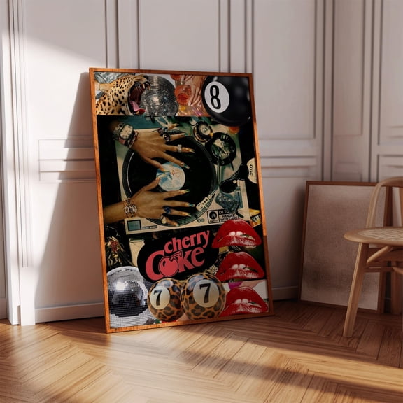 MSFCON Black Woman Art Black Girl Wall Poster Fashion Girl Poster Leopard Poster Vintage Music Poster Aesthetic Music Record Player Print DJ Girl