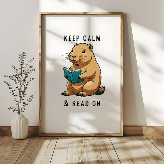 MSFCON Capybara Reading Printed Matte Poster for Library, Office, Living Room Decor
