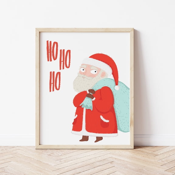 MSFCON Christmas wall art, Santa print, Christmas decor, Ho Ho Ho Christmas print, Christmas party decor, Classroom print