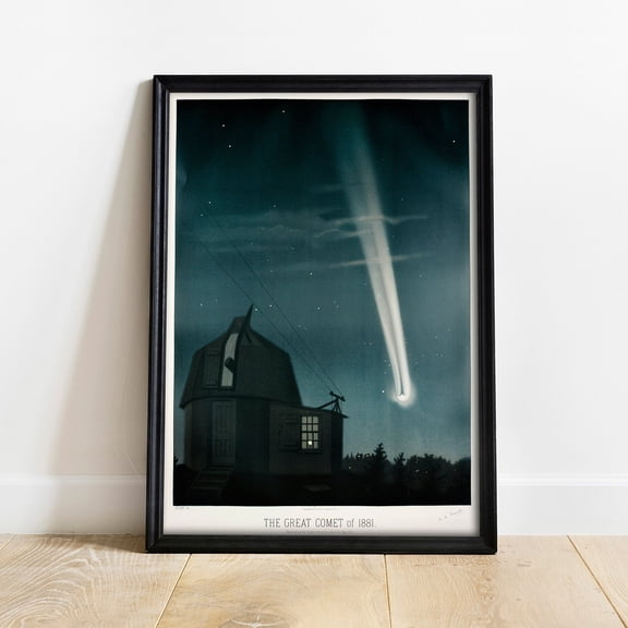 MSFCON Comet Print, Antique Space Painting, Vintage Drawing Poster Wall Art, 1881 Comet, space poster, outer space poster | COO848