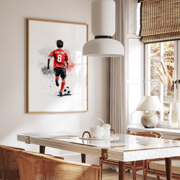 MSFCON Custom Name Soccer Print, Personalized Soccer Wall Art Print, Soccer Gift, Boys Room, Soccer Jersey, Soccer Art, Football Print, Canva, Mens