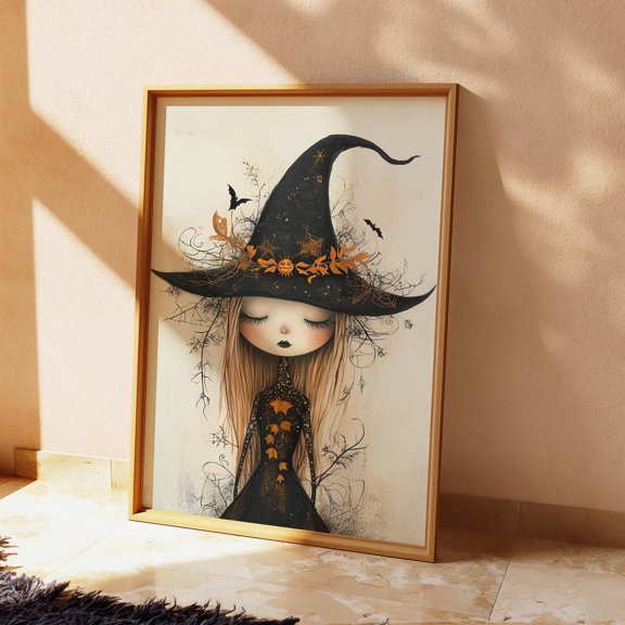 MSFCON Cute Whimsical Witch Wall Art, Spooky Fun Room or Playroom