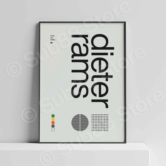 MSFCON Dieter Rams Helvetica Typographic Poster, Quote, Black and grey, Modern Art, Wall Art, Architecture, Industrial Design, Bauhaus Exhibition