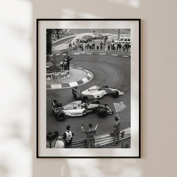 MSFCON Formula 1 Poster, black and white vintage print, motorsport wall art, F1 photography, elegant decor, retro F1 poster
