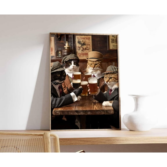 MSFCON Funny Cat Poster, Cat Print, Surreal Poster, Photographic Art, Funny Print, Surrealist Art, Animal Print, Retro Decor, Animal Gift