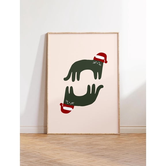 MSFCON Funny Christmas Cat Print: Trendy Santa Kitty Poster