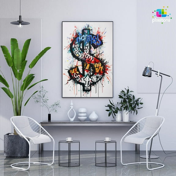 MSFCON Graffiti Dollar Sign Wall Art Urban Street Style Poster Colorful Abstract Money Symbol Print Street Art For Office