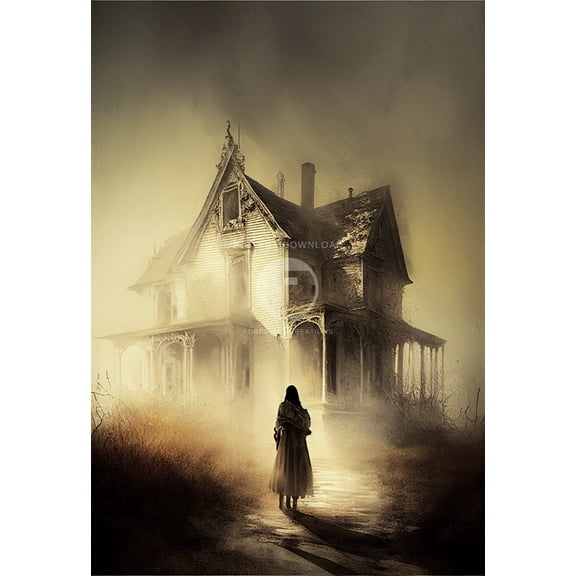 MSFCON Haunted House | Creepy Goth Wall Art, Spooky Halloween Decor, Eerie Atmosphere Painting, Gothic Aesthetic, Goth Academia, Macabre Art Print