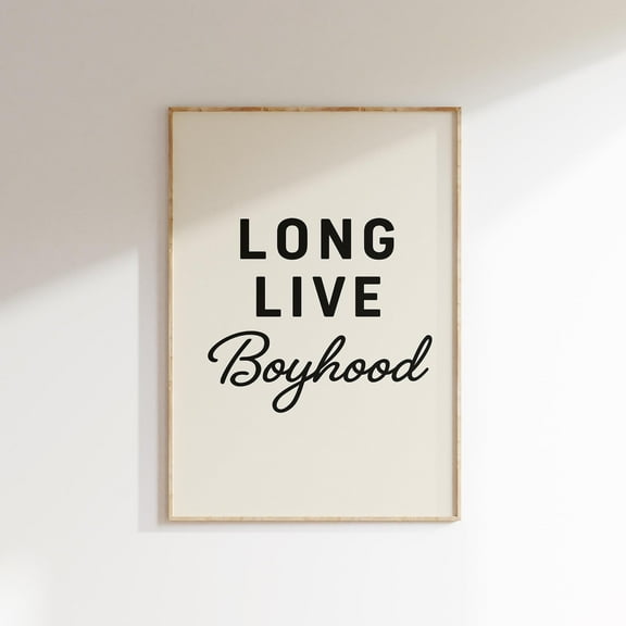 MSFCON Long Live Boyhood Typography Print, Boys Room Wall Art, Modern Nursery Decor, Minimalist Quote Print, , Playroom Art, Boy