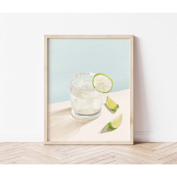 MSFCON Margarita Cocktail Print | Watercolor Original Painting | Kitchen Bar Art | Watercolor Bar Cart Painting