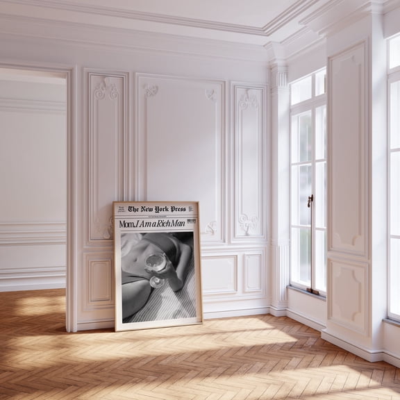 MSFCON Mom I Am a Rich Man Trendy Newspaper Headline Print New York Fashion Magazine Poster Retro Vintage Girly Bedroom Decor Room