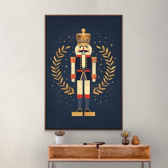 MSFCON Navy Nutcracker Wall Art, Gold Christmas Print for Living Room Decor