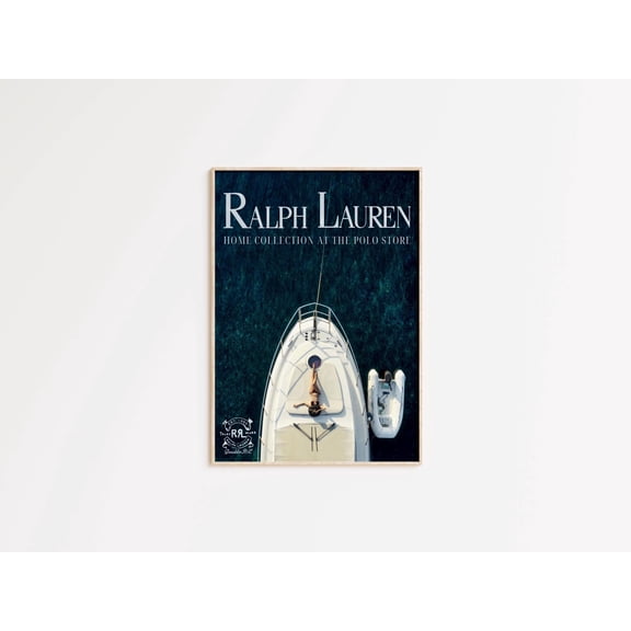 MSFCON Polo Ralph Lauren Summer Yacht Poster, Retro Beach Magazine Print, Aesthetic Luxury Boat, Vintage Fashion Magazine Print, Old Money Artwork