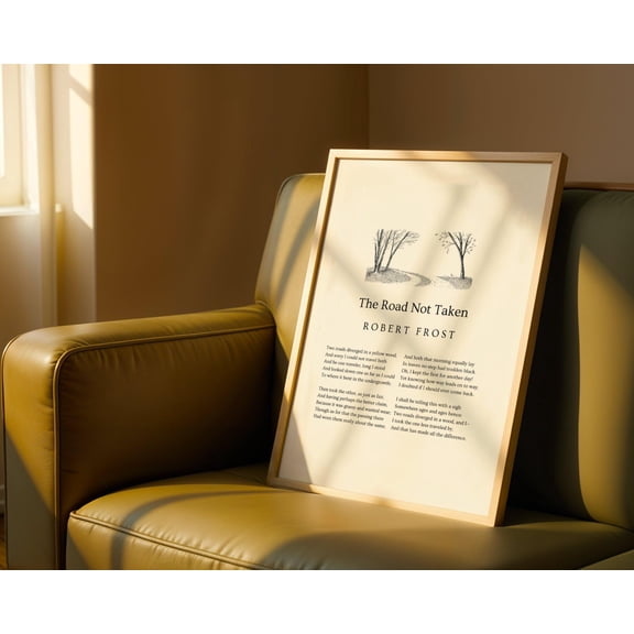 MSFCON Robert Frost "The Road Not Taken" Poem Print - Literary Wall Art - Poetry Poster - Inspirational Quote Print