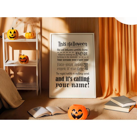 MSFCON Spooky Halloween Wall Art | Creepy Gothic Typography Poster | Haunted House Decor for Fall Party & Seasonal Home Styling
