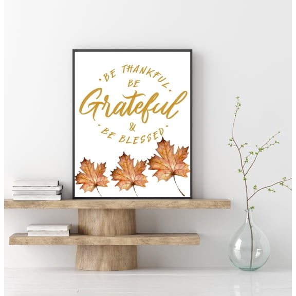 MSFCON Thanksgiving Wall Decor, Always Be Thankful Watercolor Wall Art, Thanksgiving Autumn Leaves, Thanksgiving gift, Classroom decor, Office art