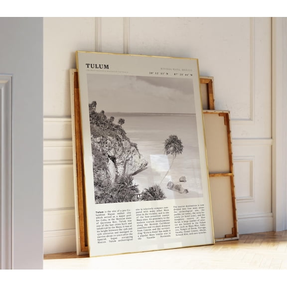 MSFCON Tulum Riviera Maya Black & White Print | Coastal Mexico Wall Art | Perfect Poster Gift for Beach Lovers