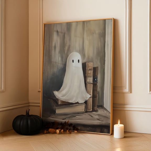 MSFCON Vintage Halloween Ghost Poster - Mounted Framed Art for Spooky Decor