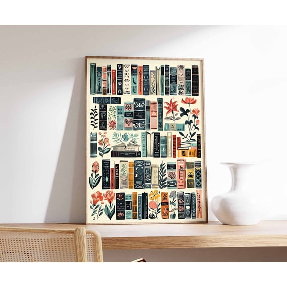 MSFCON Vintage Library Poster, Book Art, Reading Poster, Book Lovers Gift, Reading Gift, Antique Wall Art, Retro Book Lovers Art, Library Art